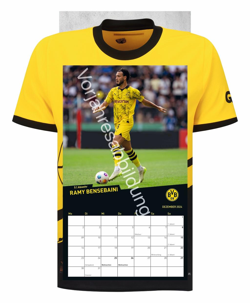 Beispielinhalt (Bild) BVB Trikotkalender 2025