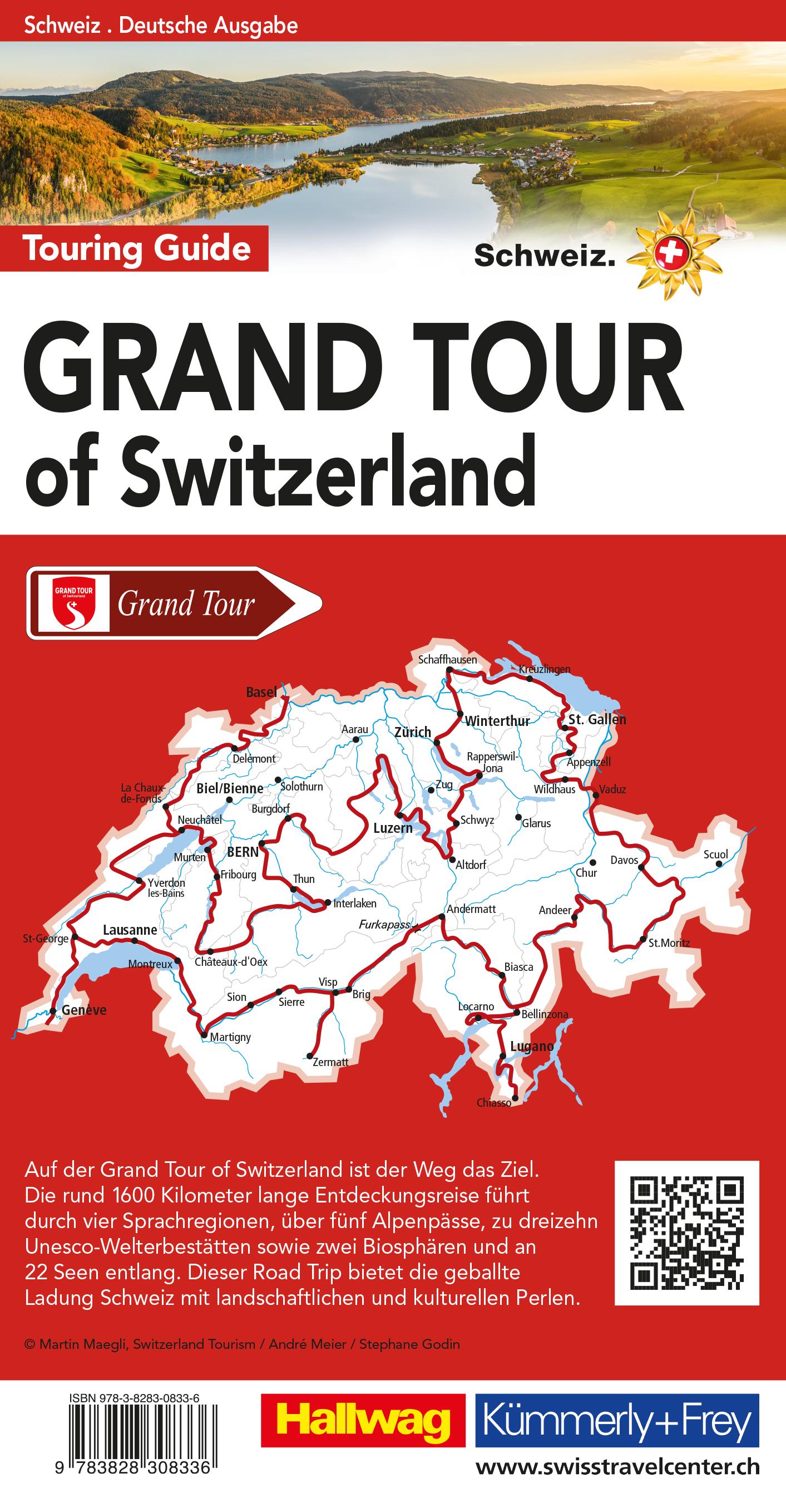 Rückseitencover Hallwag Reiseführer Grand Tour of Switzerland Touring Guide, deutsche Ausgabe