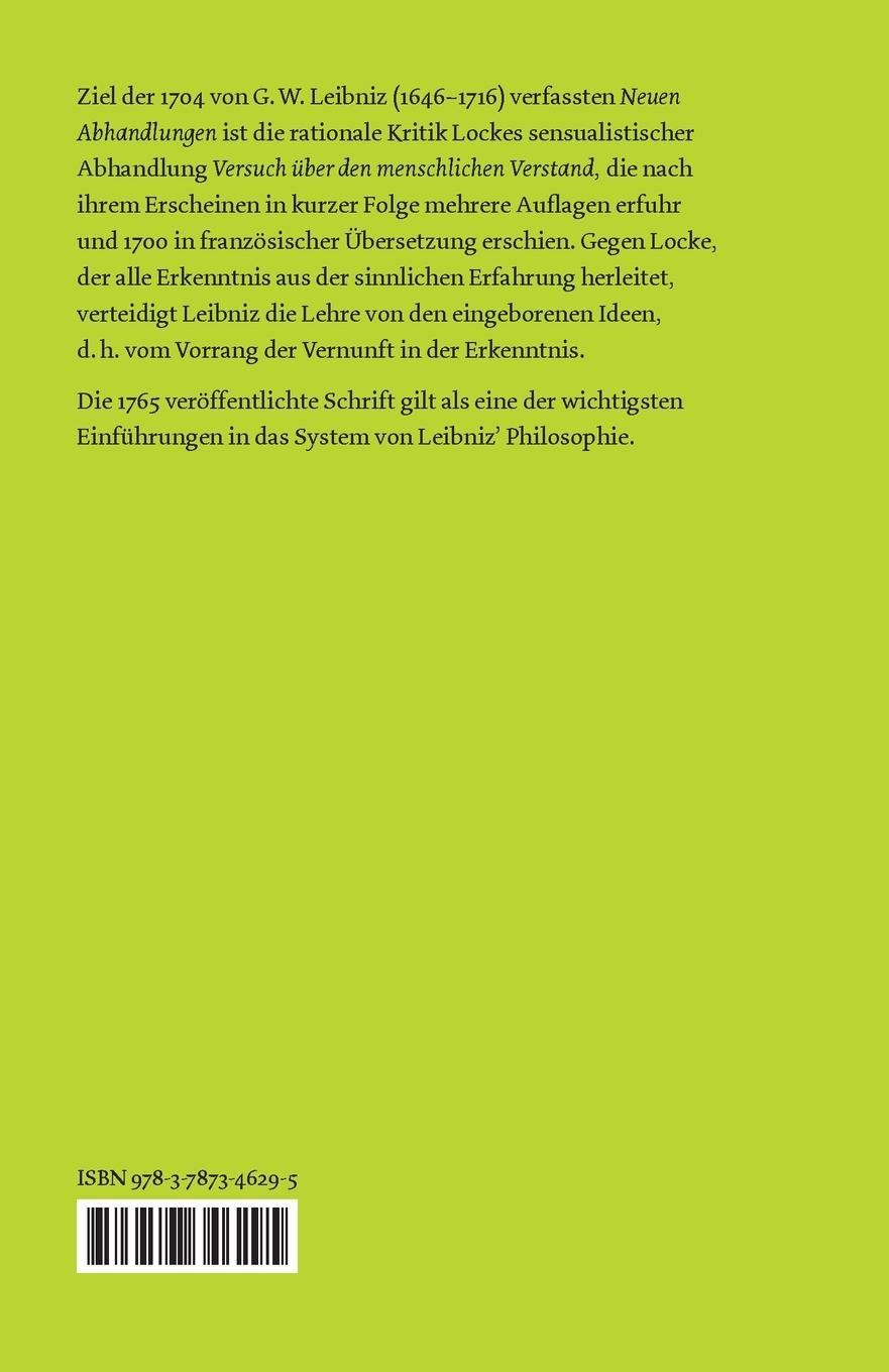 Rückseitencover Neue Abhandlungen über den menschlichen Verstand