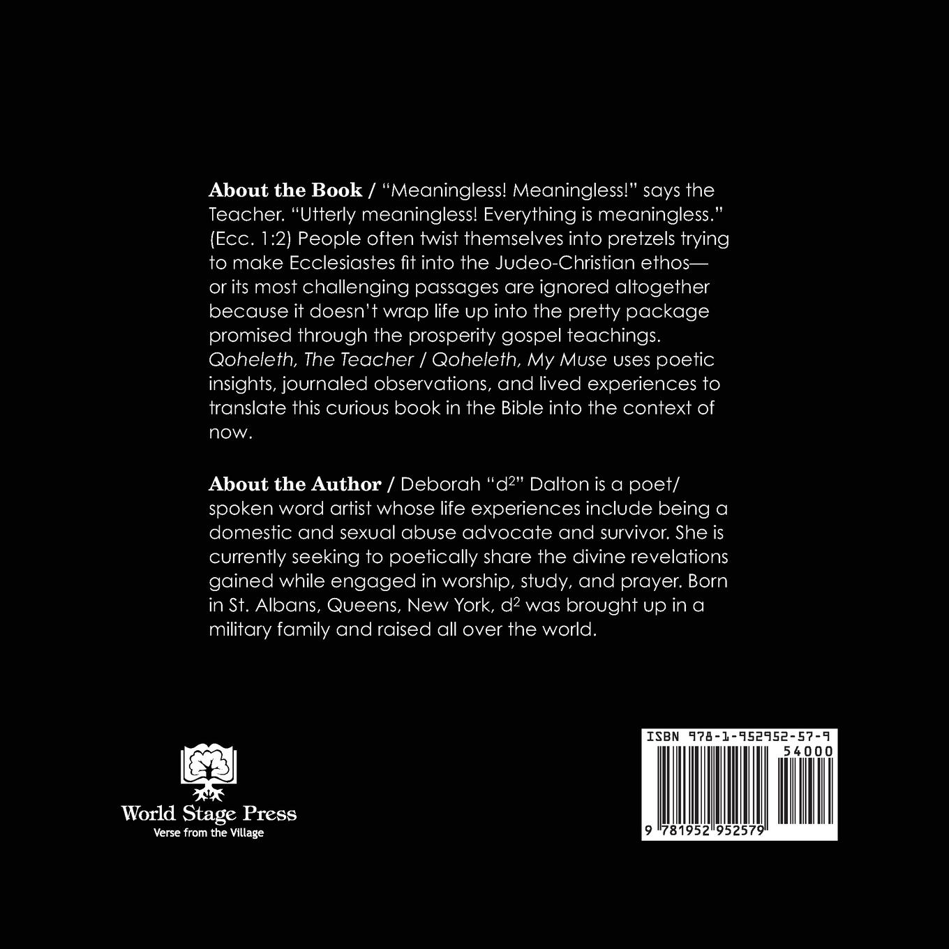 Rückseitencover Qoheleth, The Teacher / Qoheleth, My Muse