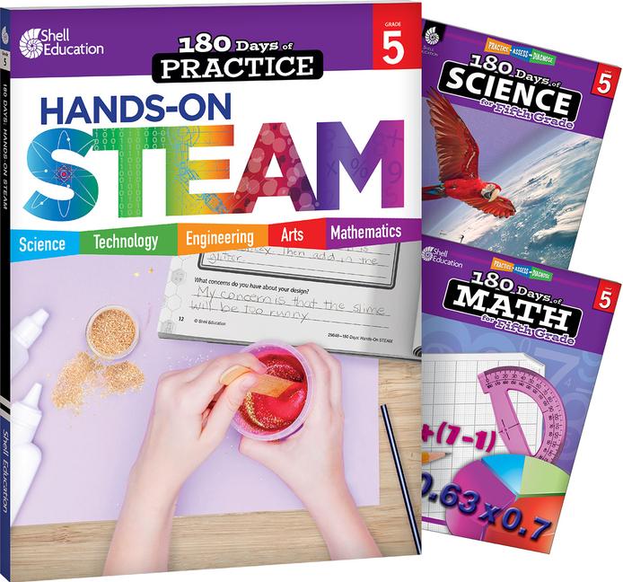 Vorderes Coverbild 180 Days(tm) Steam, Science, & Math Grade 5: 3-Book Set