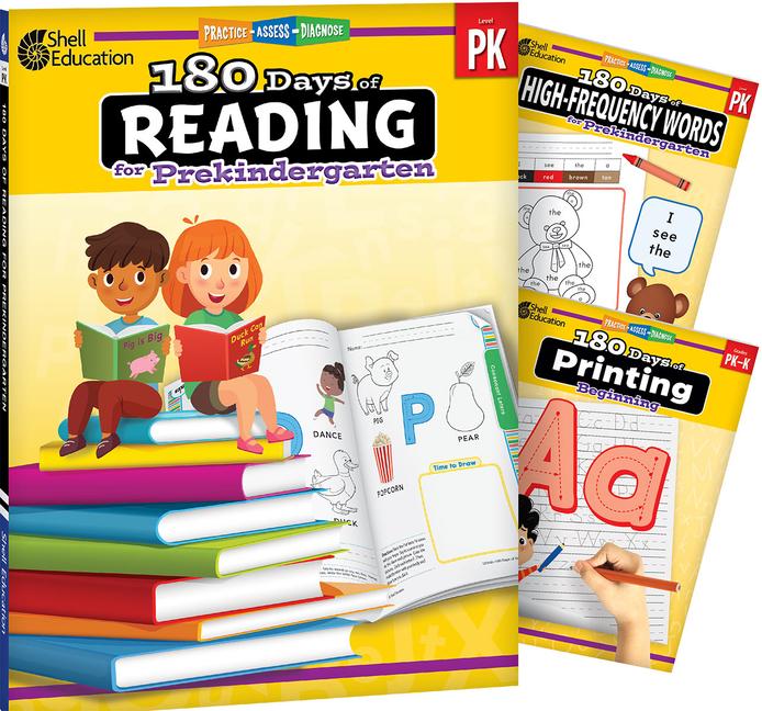 Vorderes Coverbild 180 Days(tm) Reading, High-Frequency Words, & Printing Grade Pk: 3-Book Set