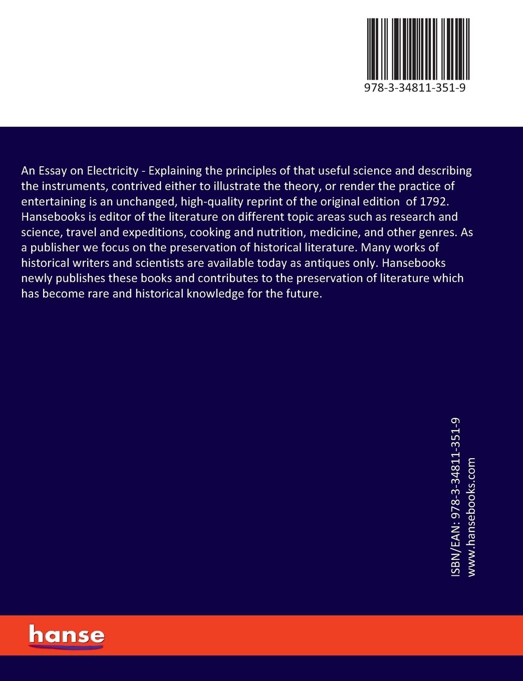 Rückseitencover An Essay on Electricity
