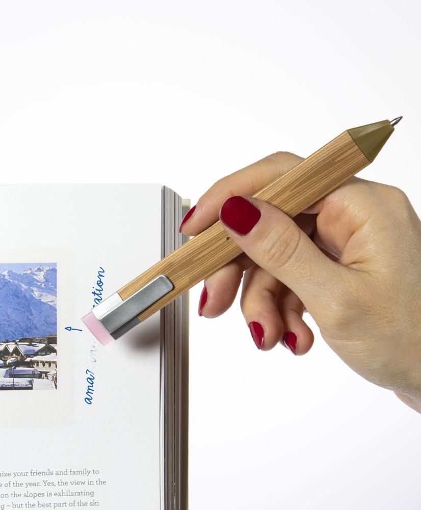 Beispielinhalt (Bild) Pen Bookmark Set Holzoptik - Stift und Lesezeichen in einem