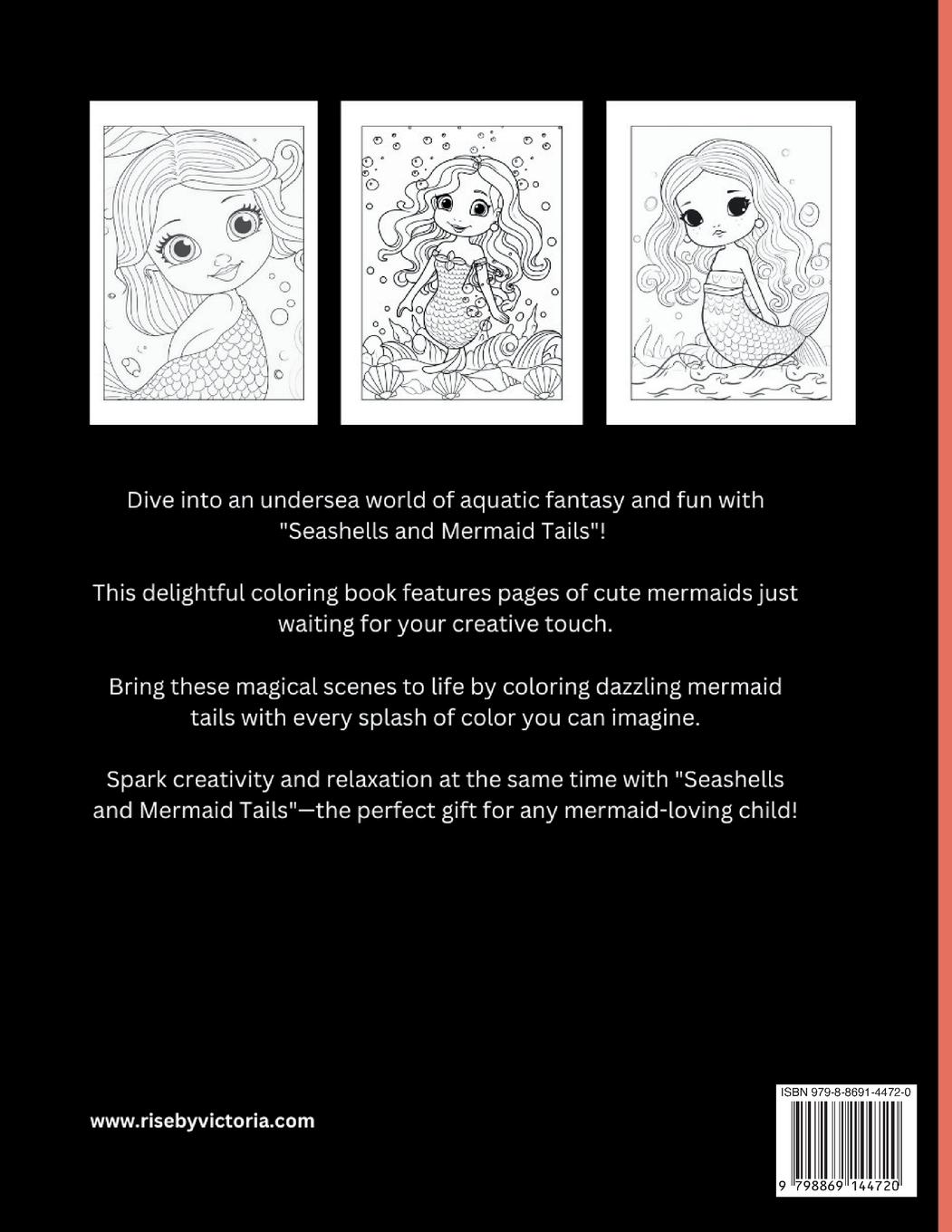 Rückseitencover Seashells and Mermaid Tails Coloring Book for Kids
