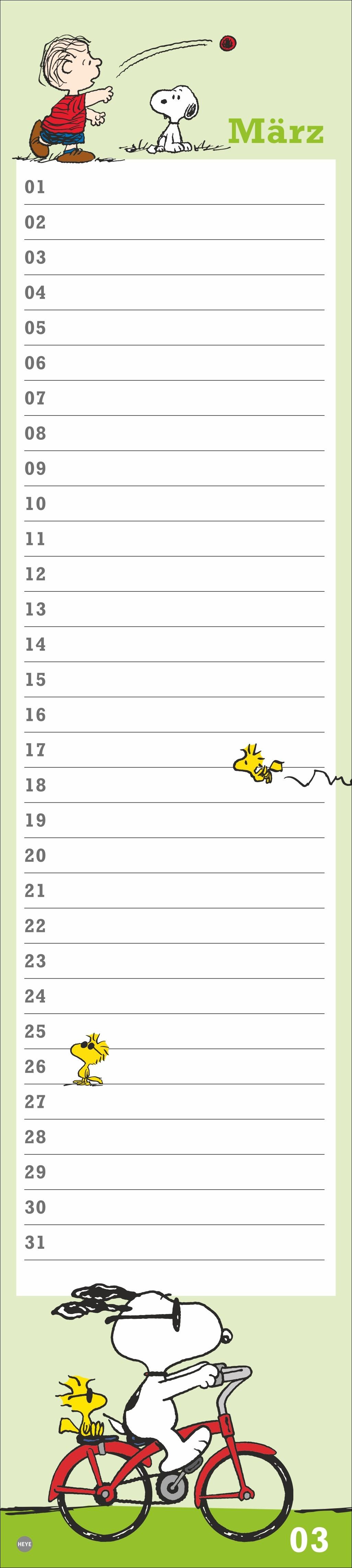 Beispielinhalt (Bild) Peanuts Geburtstagskalender Langplaner