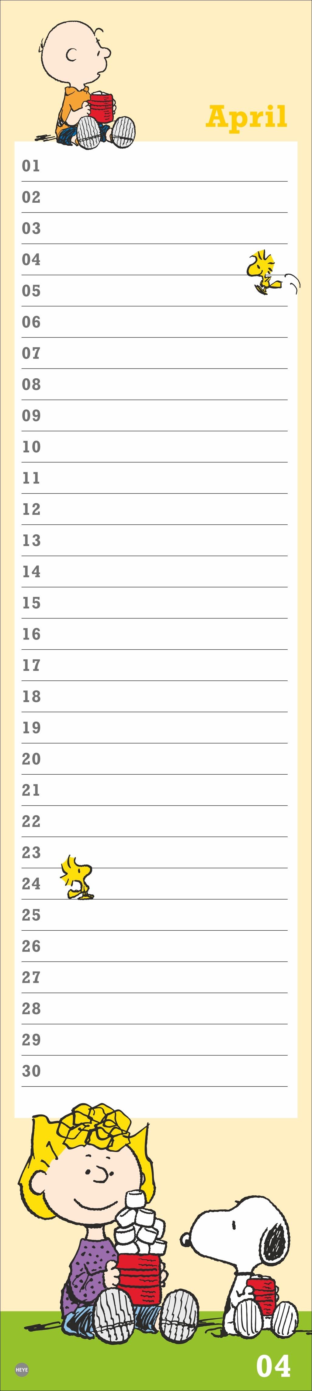 Beispielinhalt (Bild) Peanuts Geburtstagskalender Langplaner