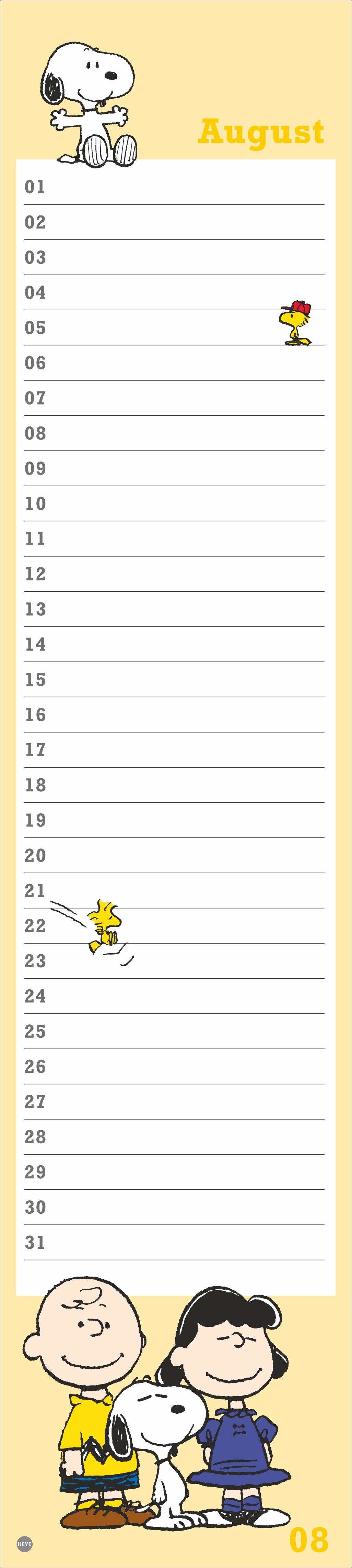 Beispielinhalt (Bild) Peanuts Geburtstagskalender Langplaner