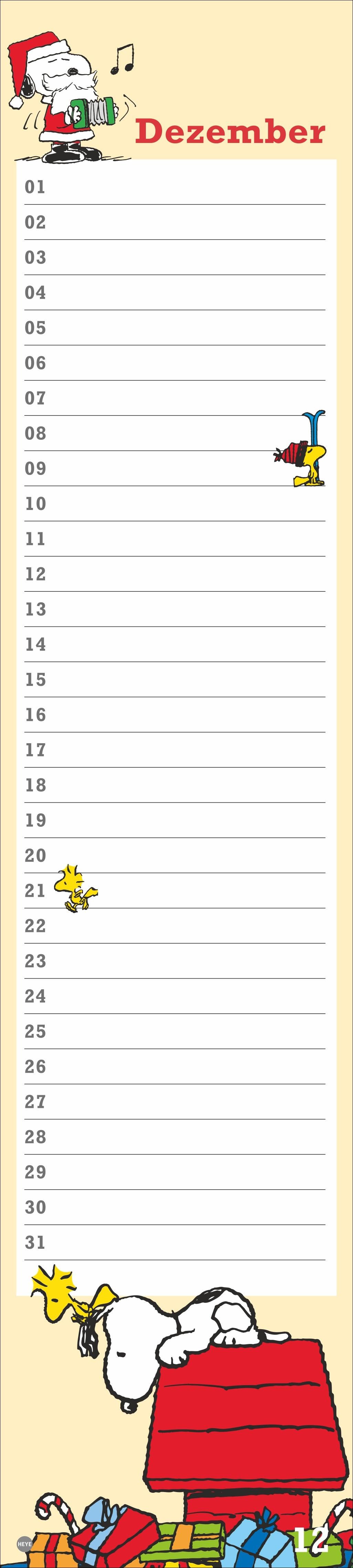 Beispielinhalt (Bild) Peanuts Geburtstagskalender Langplaner
