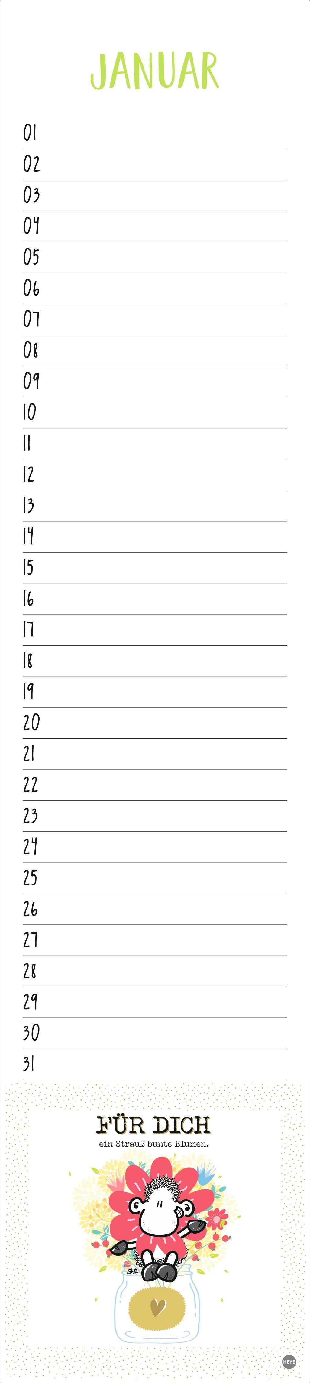 Beispielinhalt (Bild) sheepworld Geburtstagskalender Langplaner