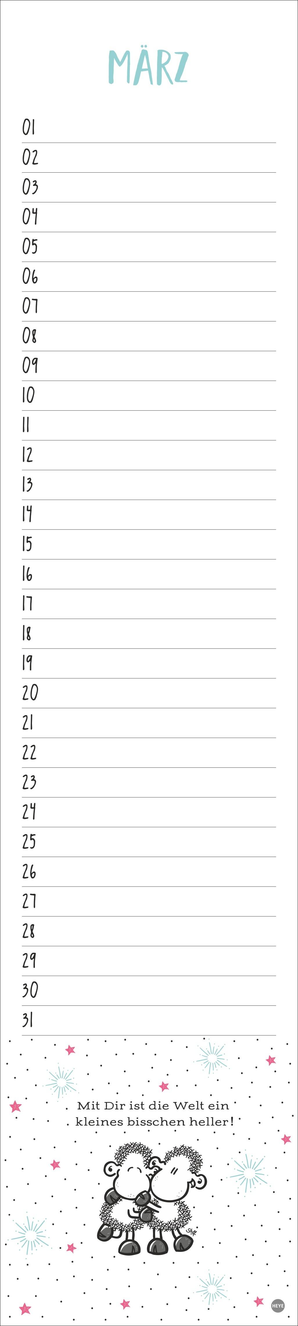 Beispielinhalt (Bild) sheepworld Geburtstagskalender Langplaner
