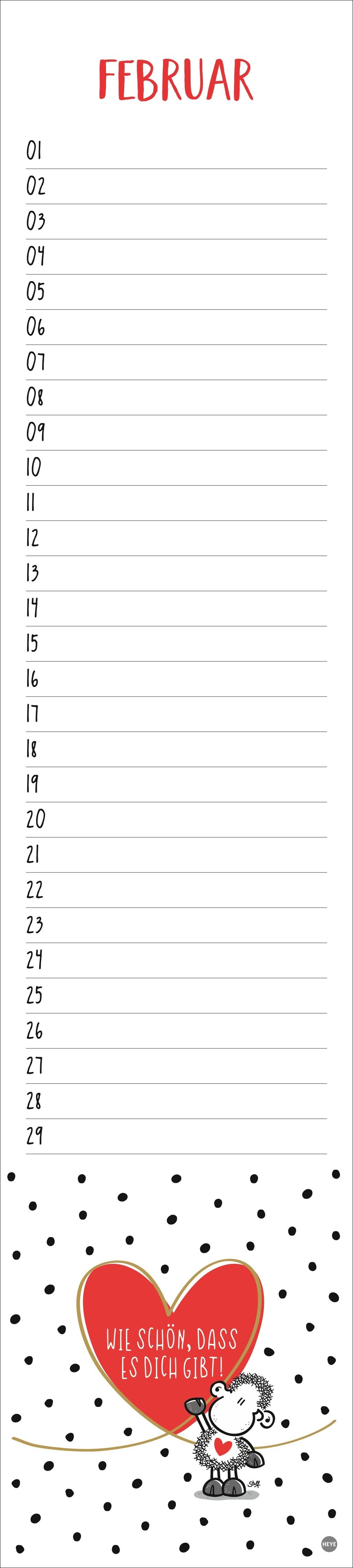 Beispielinhalt (Bild) sheepworld Geburtstagskalender Langplaner