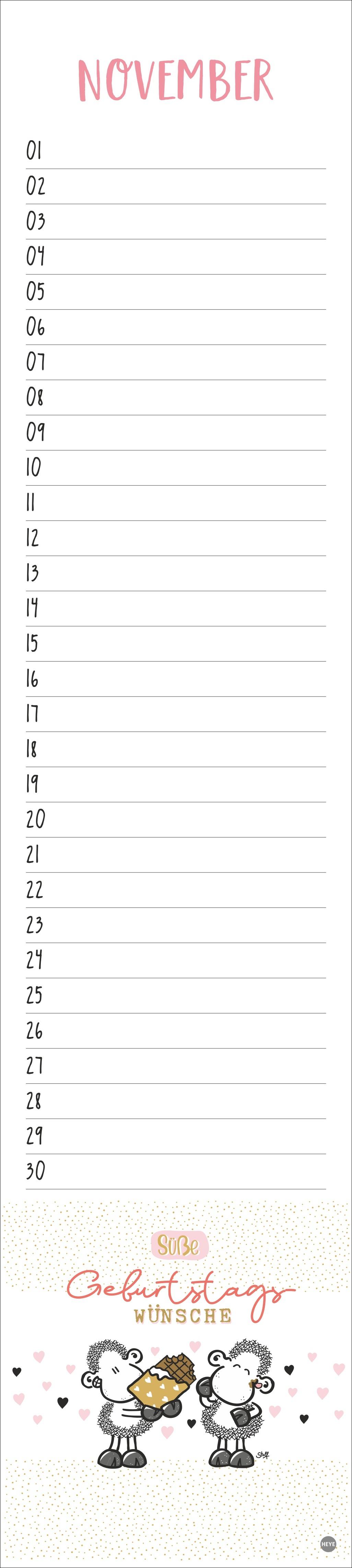 Beispielinhalt (Bild) sheepworld Geburtstagskalender Langplaner