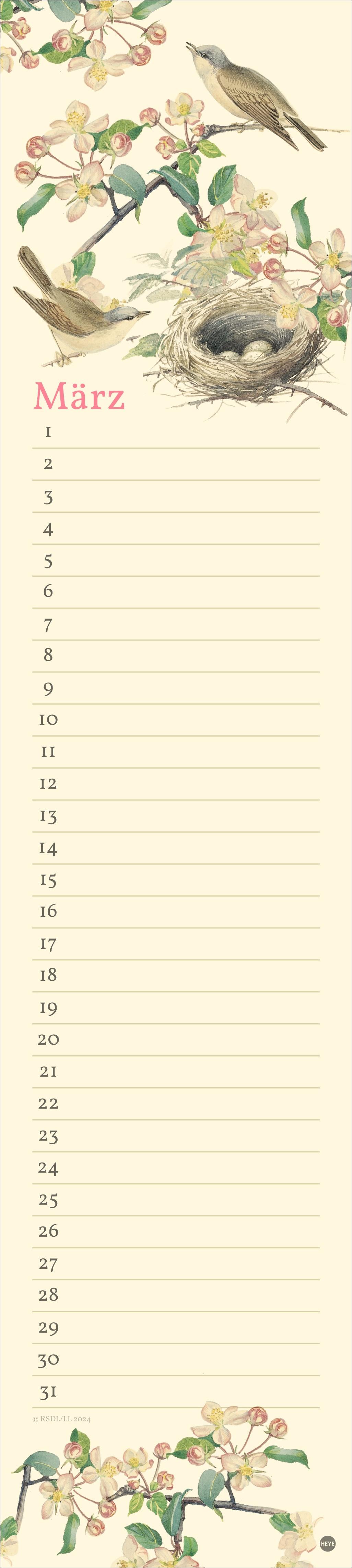 Beispielinhalt (Bild) Edith Holden: Geburtstagskalender Langplaner