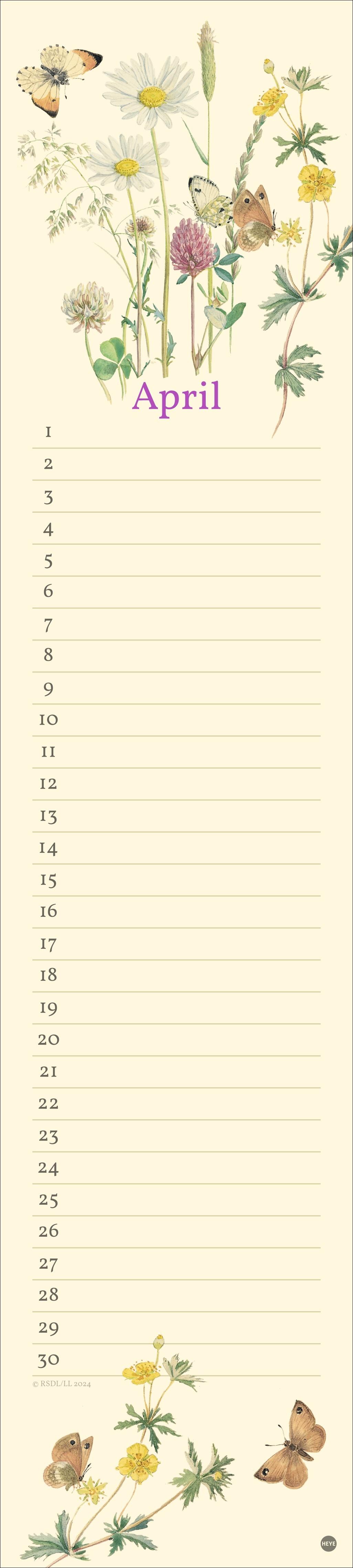 Beispielinhalt (Bild) Edith Holden: Geburtstagskalender Langplaner