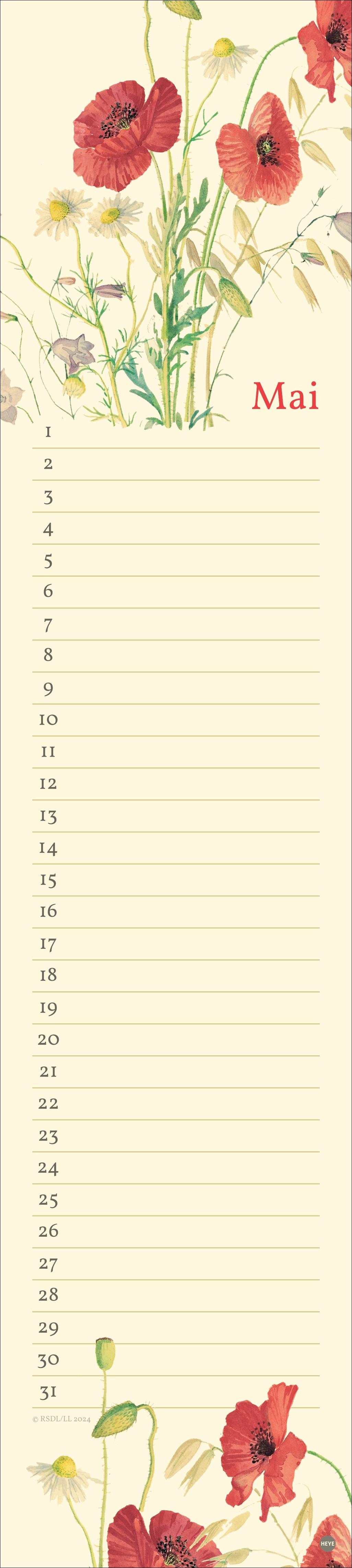 Beispielinhalt (Bild) Edith Holden: Geburtstagskalender Langplaner