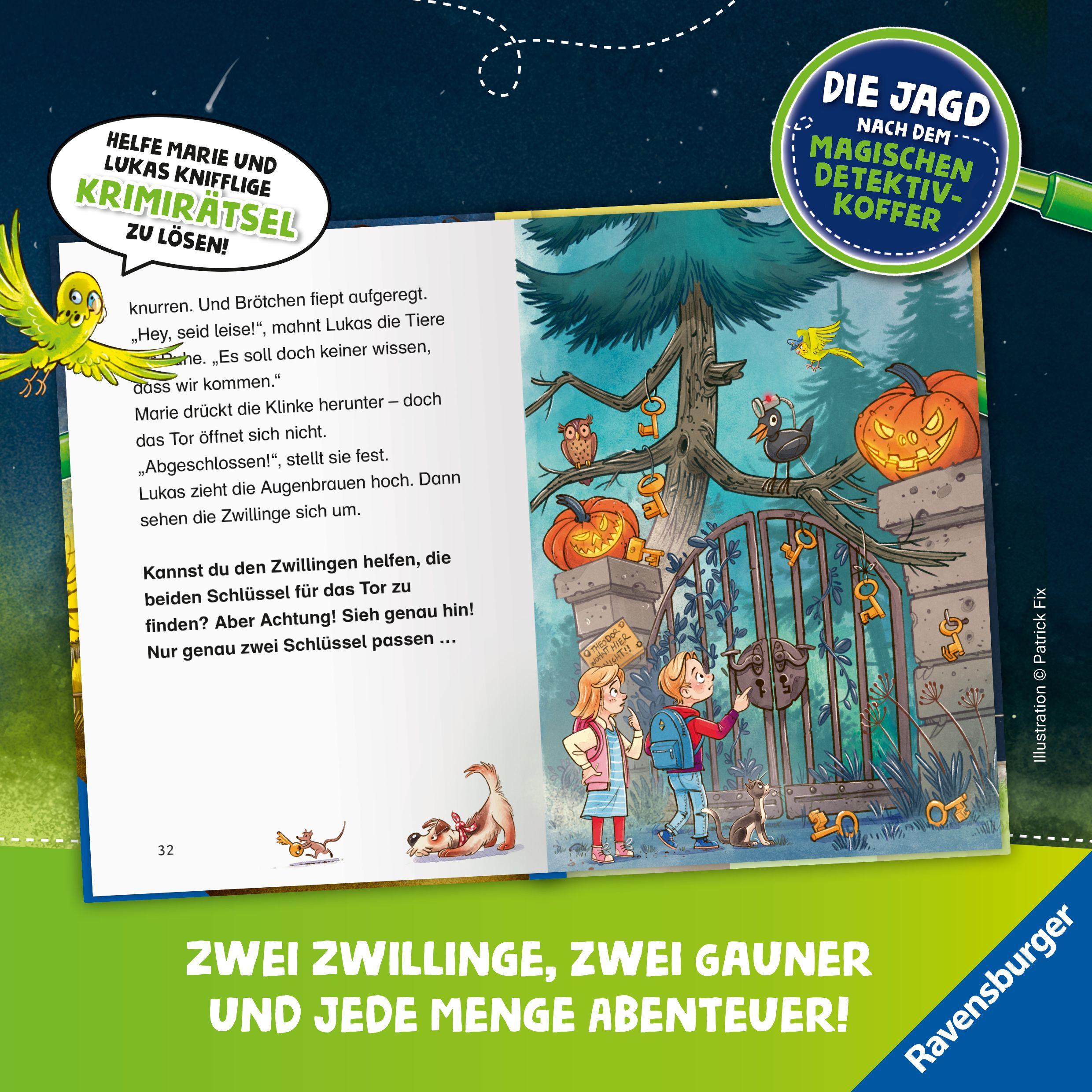 Beispielinhalt (Bild) Die Jagd nach dem magischen Detektivkoffer, Band 7 - Das verflixt verfluchte Geisterhaus