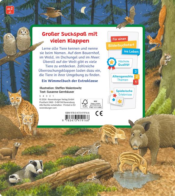 Beispielinhalt (Bild) Mein Sachen suchen Wimmelbuch: Tiere und ihre Kinder
