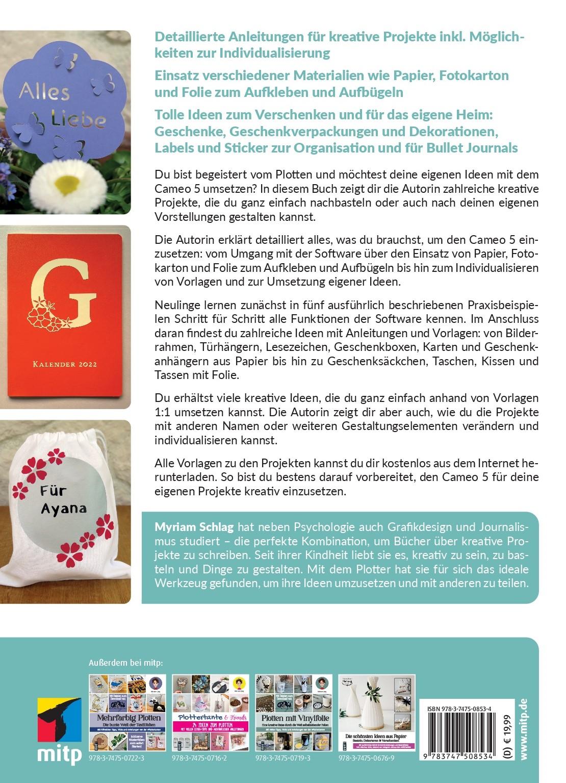 Rückseitencover Plotten mit dem Cameo 5. Das Praxisbuch