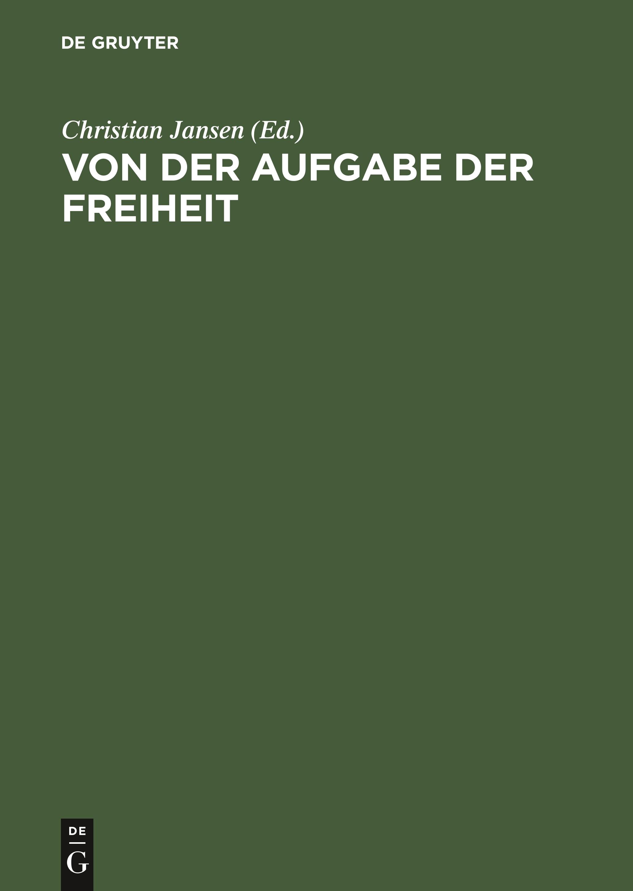 Vorderes Coverbild Von der Aufgabe der Freiheit