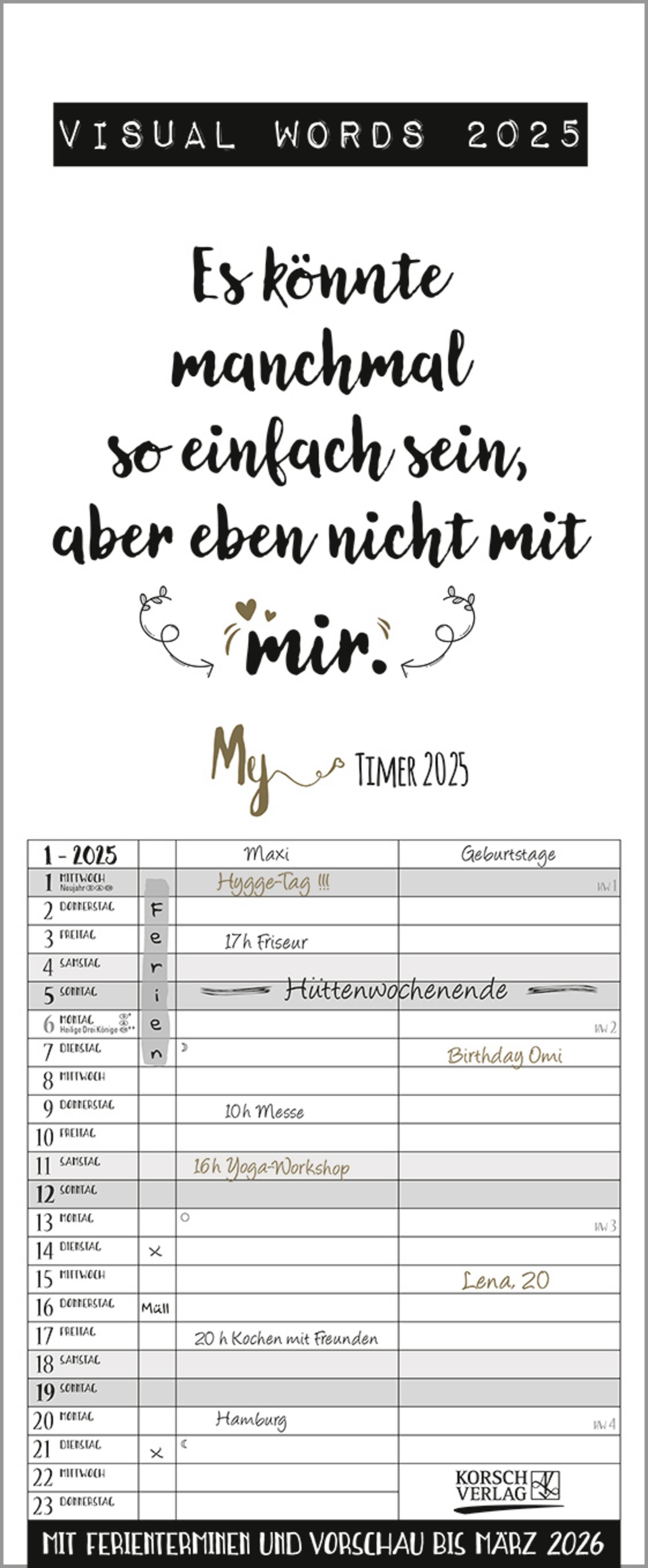 Vorderes Coverbild My Timer Visual Words 2025