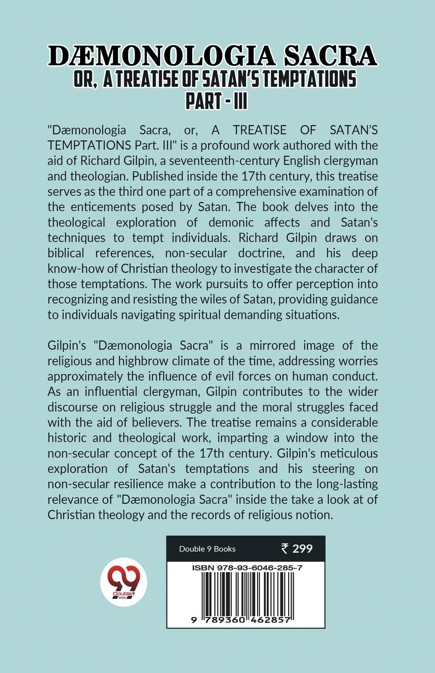 Rückseitencover DAEMONOLOGIA SACRA OR, A TREATISE OF SATAN'S TEMPTATIONS Part - III
