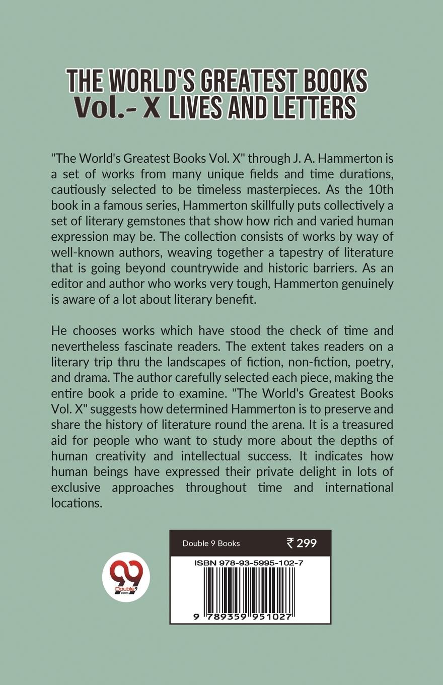 Rückseitencover The World's Greatest Books Vol.- X  Lives and Letters