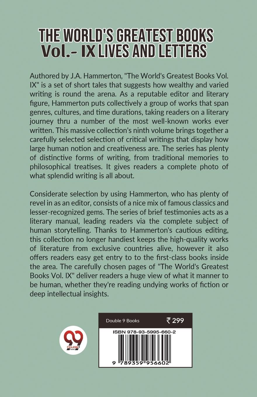 Rückseitencover THE WORLD'S GREATEST BOOKS Vol.- IX   LIVES AND LETTERS