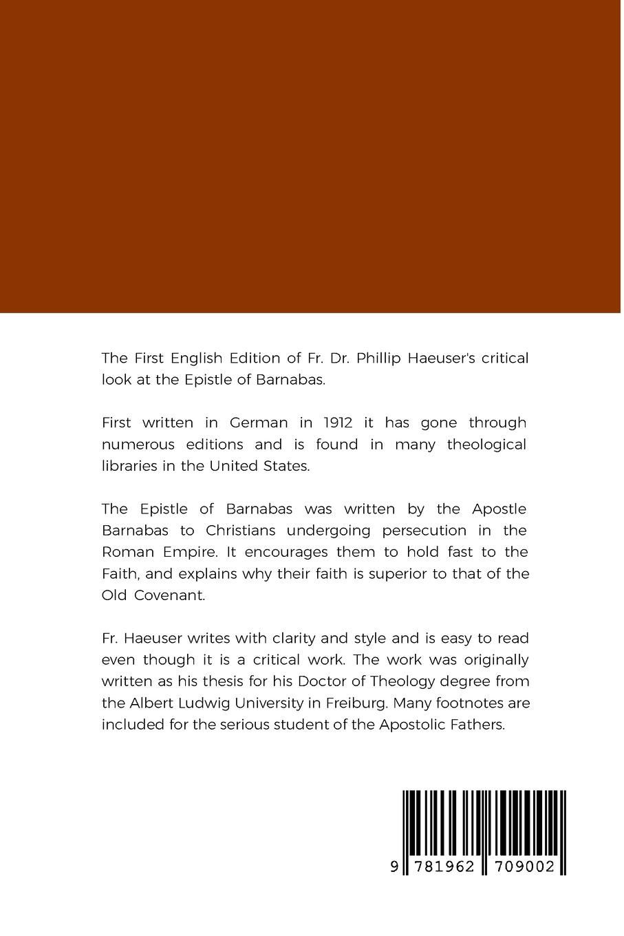Rückseitencover The Epistle of Barnabas Re-Examined And Re-Explained