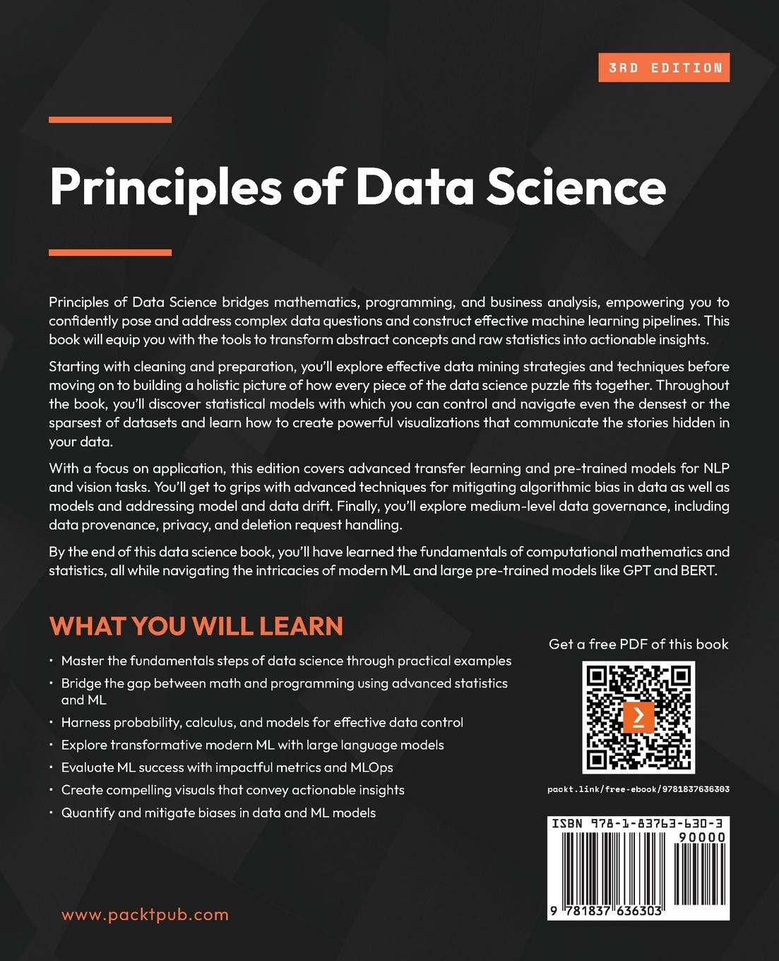 Rückseitencover Principles of Data Science - Third Edition