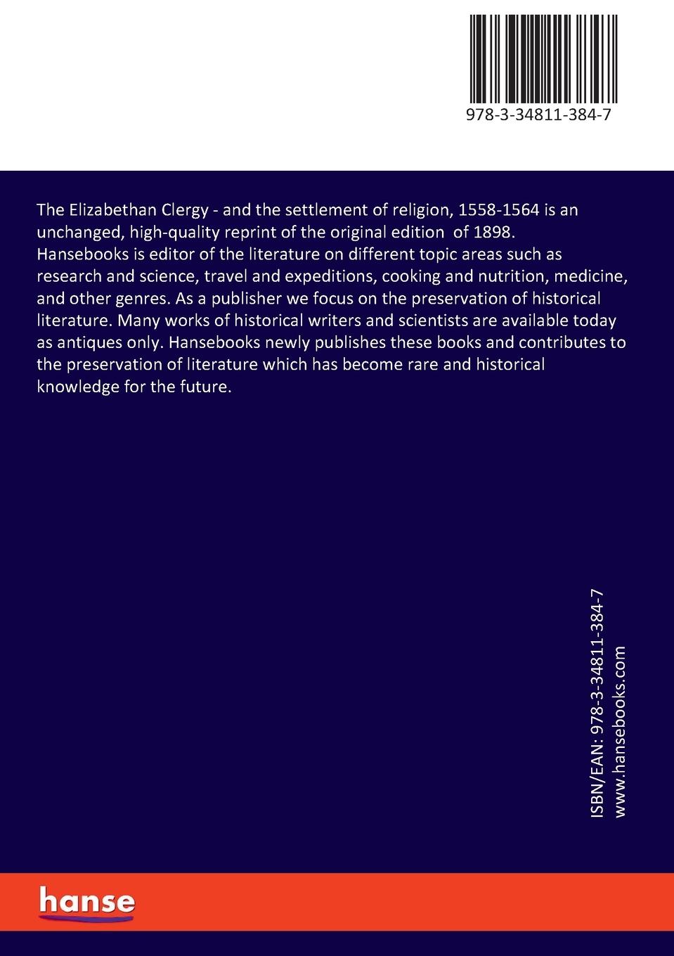 Rückseitencover The Elizabethan Clergy