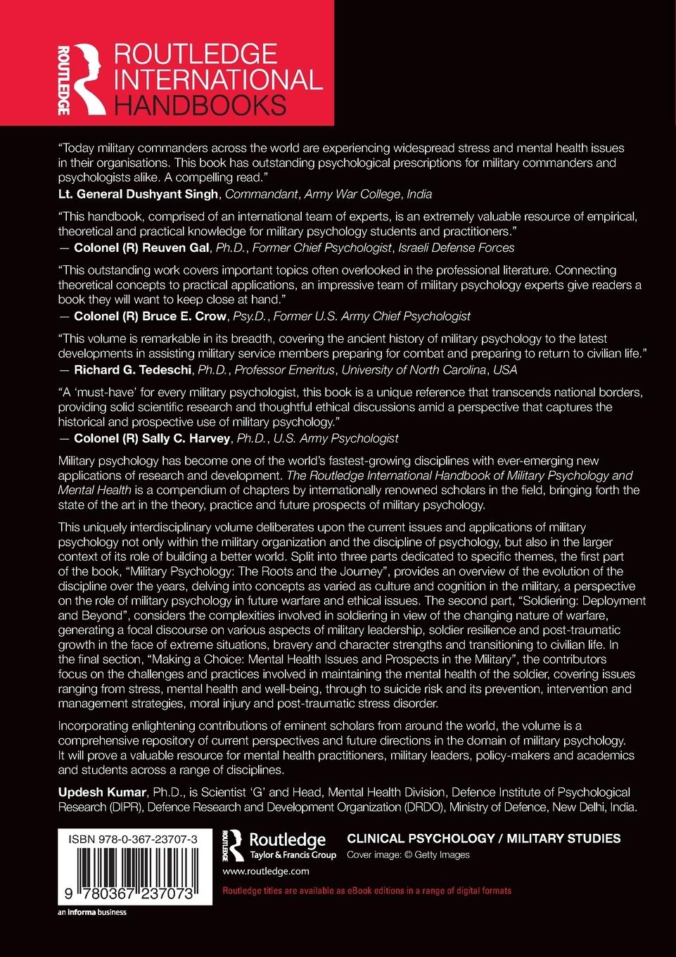 Rückseitencover The Routledge International Handbook of Military Psychology and Mental Health