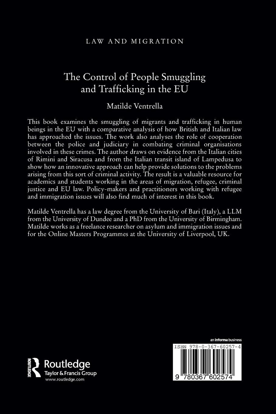 Rückseitencover The Control of People Smuggling and Trafficking in the EU