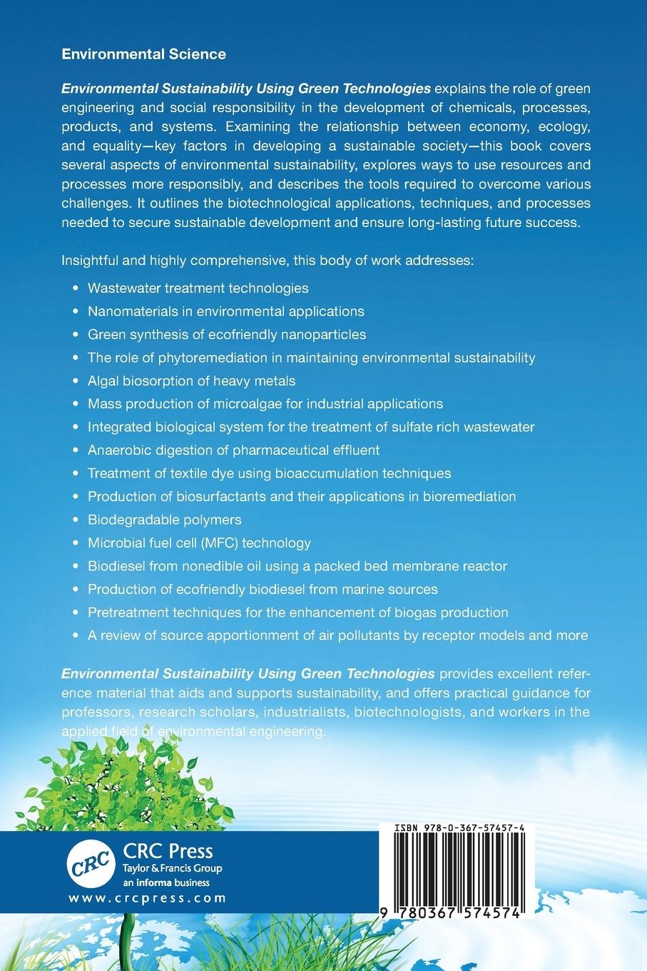 Rückseitencover Environmental Sustainability Using Green Technologies