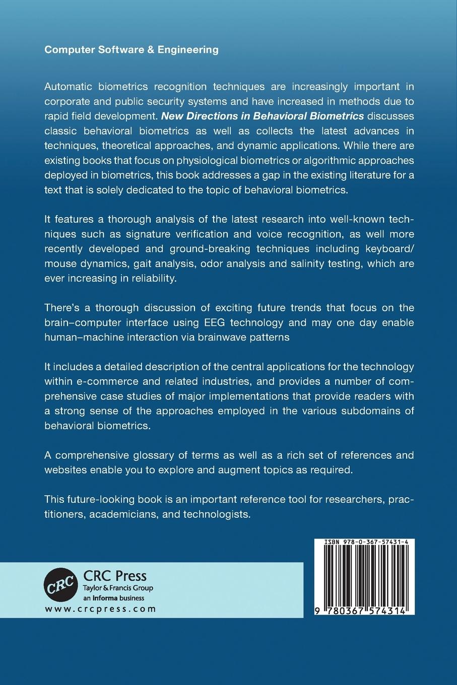 Rückseitencover New Directions in Behavioral Biometrics