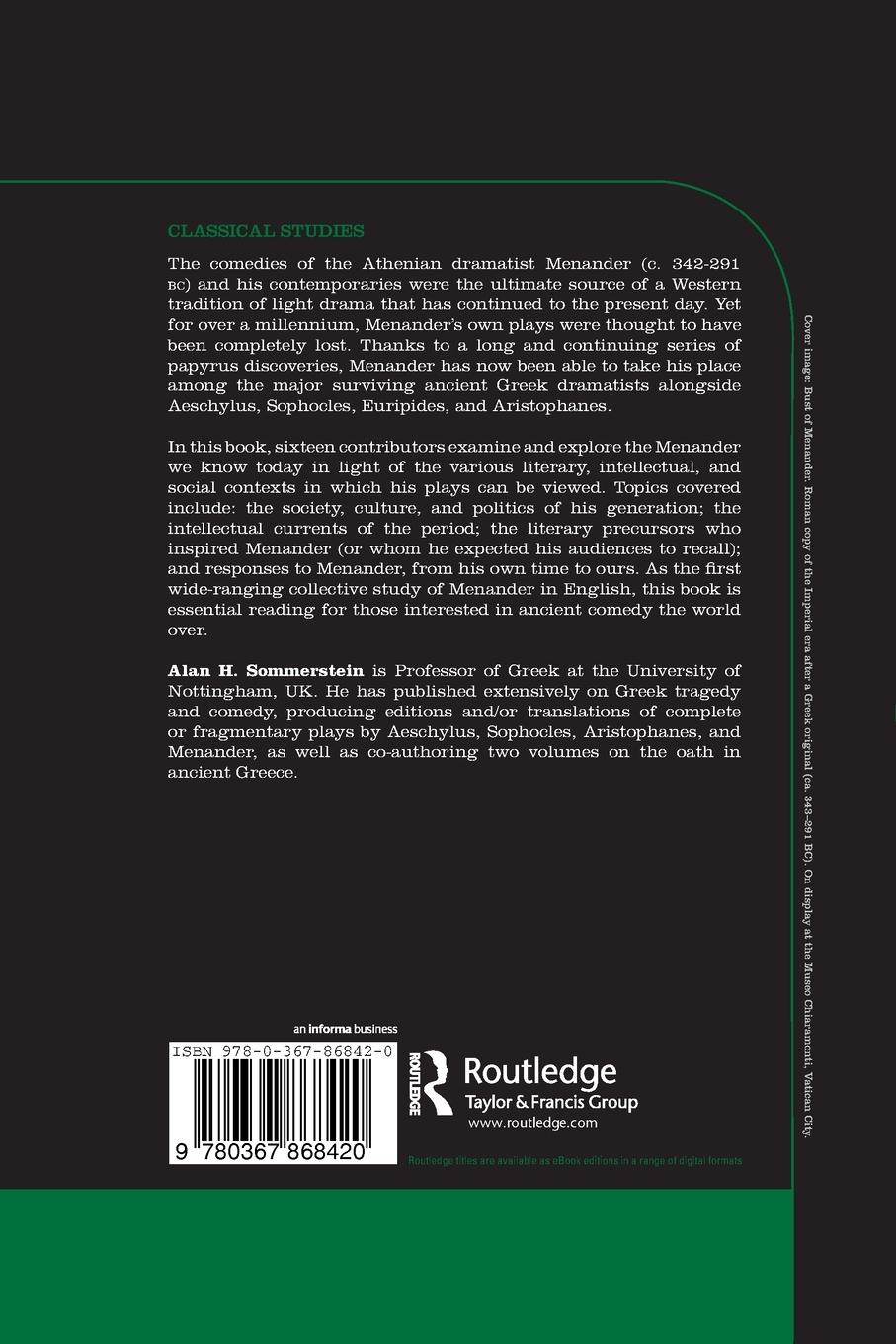 Rückseitencover Menander in Contexts