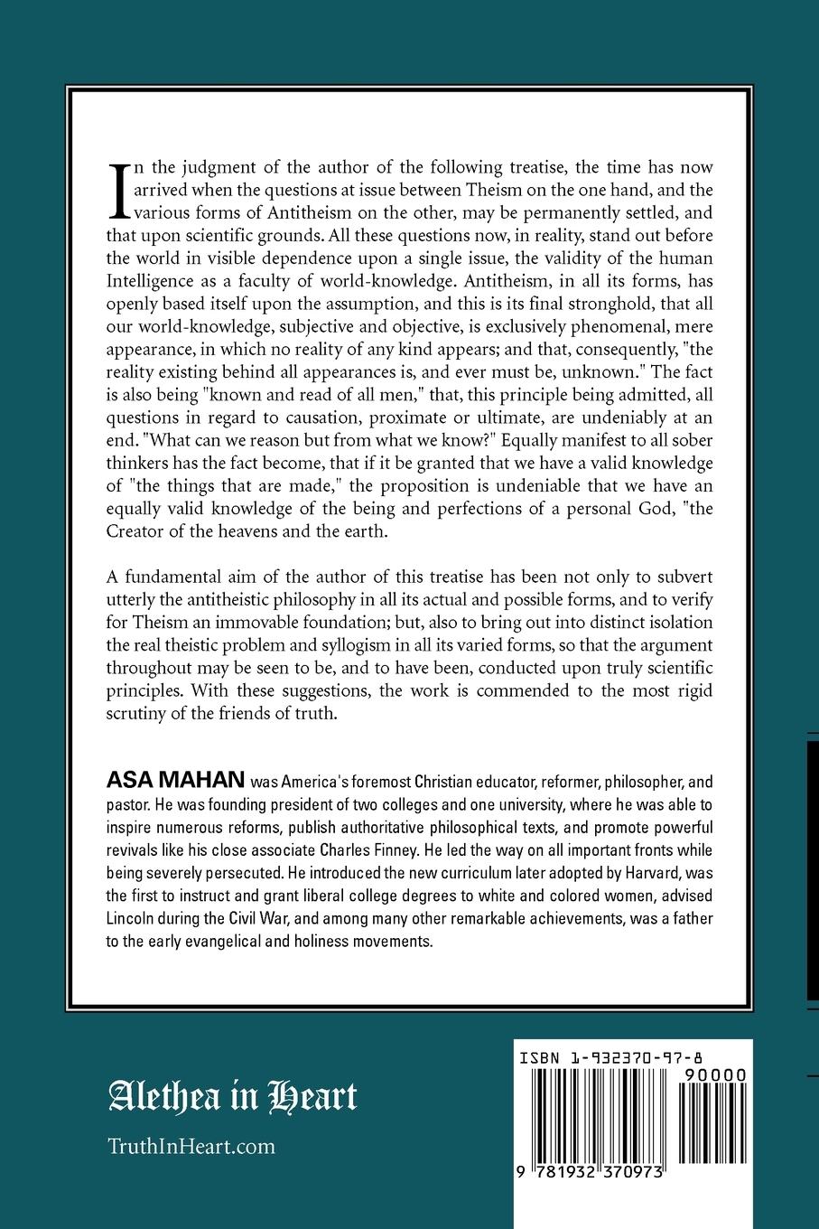 Rückseitencover The Science of Natural Theology; Or God the Unconditioned Cause, and God the Infinite and Perfect as Revealed in Creation.