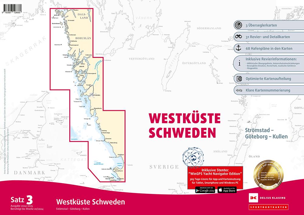 Vorderes Coverbild Sportbootkarten Satz 3: Westküste Schweden (Ausgabe 2024/2025)