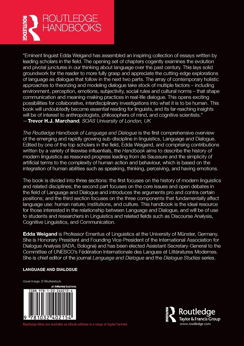 Rückseitencover The Routledge Handbook of Language and Dialogue