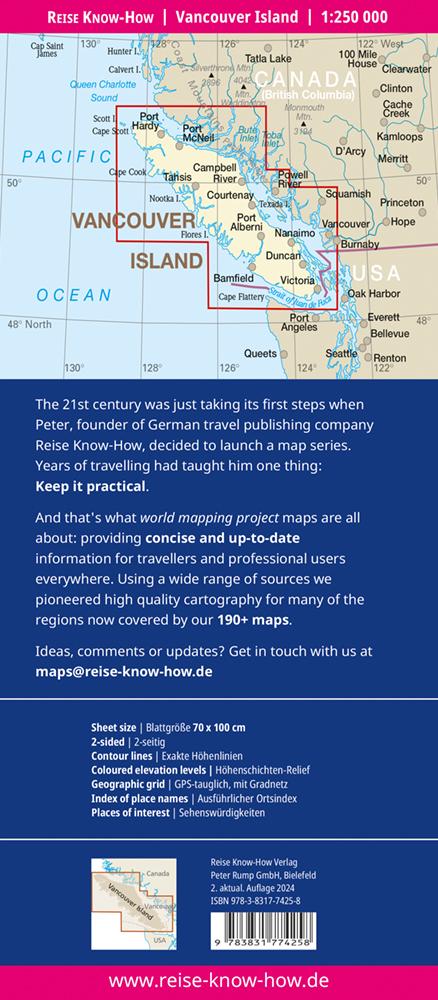 Rückseitencover Reise Know-How Landkarte Vancouver Island (1:250.000)