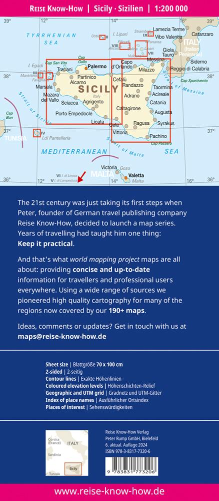 Rückseitencover Reise Know-How Landkarte Sizilien / Sicily (1:200.000)