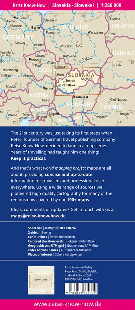 Rückseitencover Reise Know-How Landkarte Slowakei / Slovakia (1:280.000)