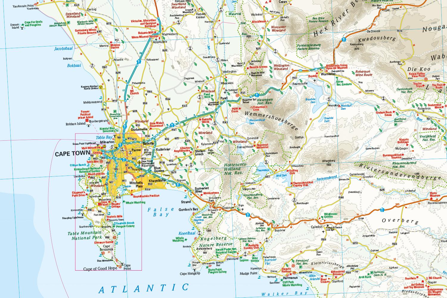 Beispielinhalt (Bild) Reise Know-How Landkarte Südafrika Kapregion 1 : 500.000