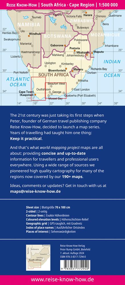 Rückseitencover Reise Know-How Landkarte Südafrika Kapregion 1 : 500.000