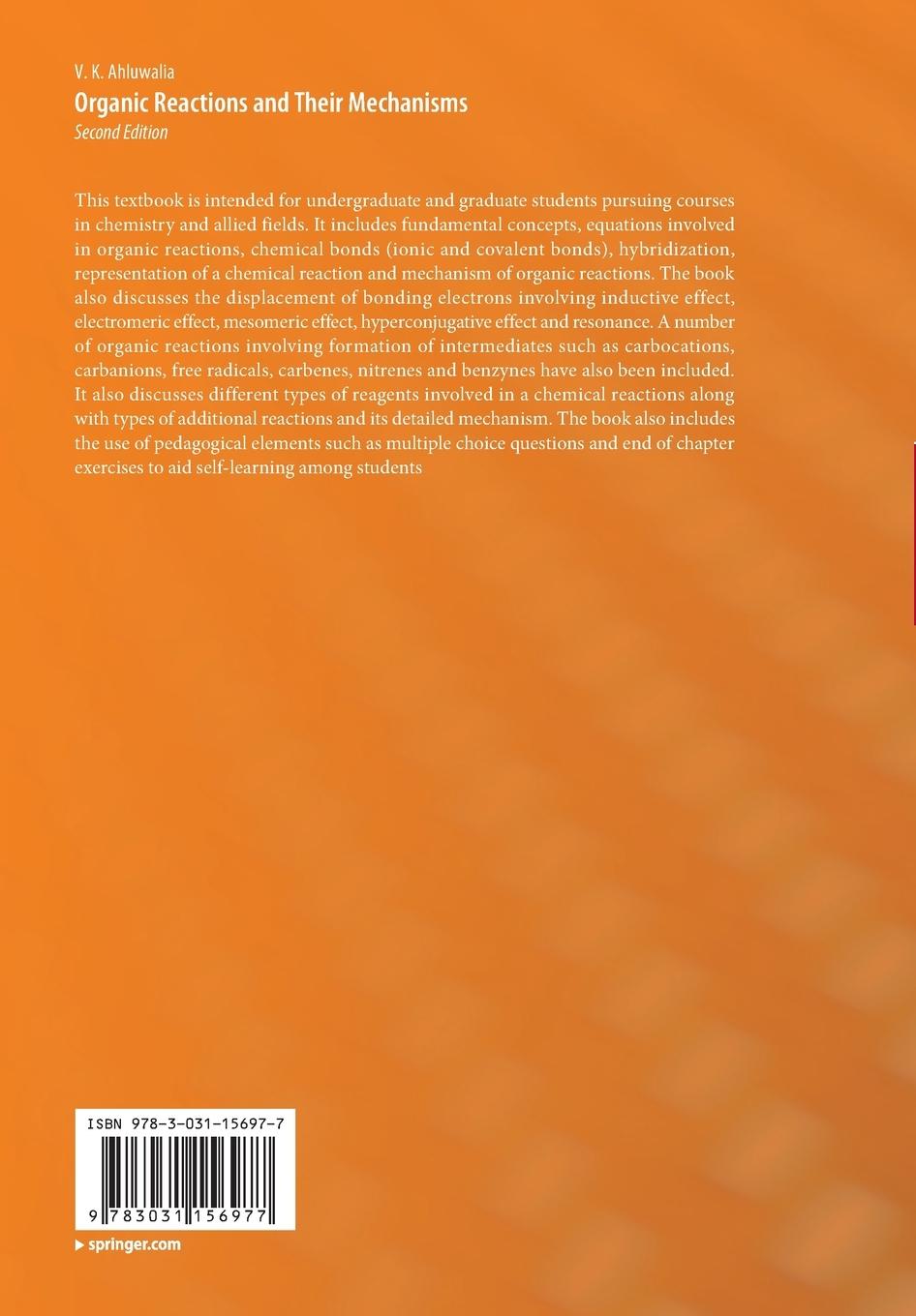 Rückseitencover Organic Reactions and Their Mechanisms