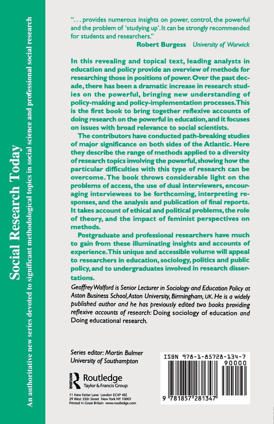 Rückseitencover Researching The Powerful In Education