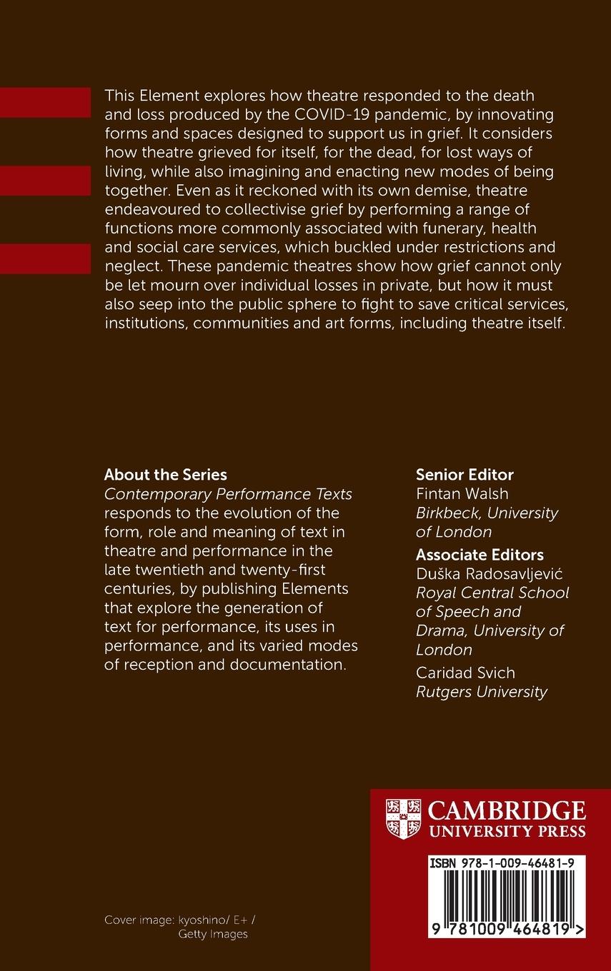 Rückseitencover Performing Grief in Pandemic Theatres