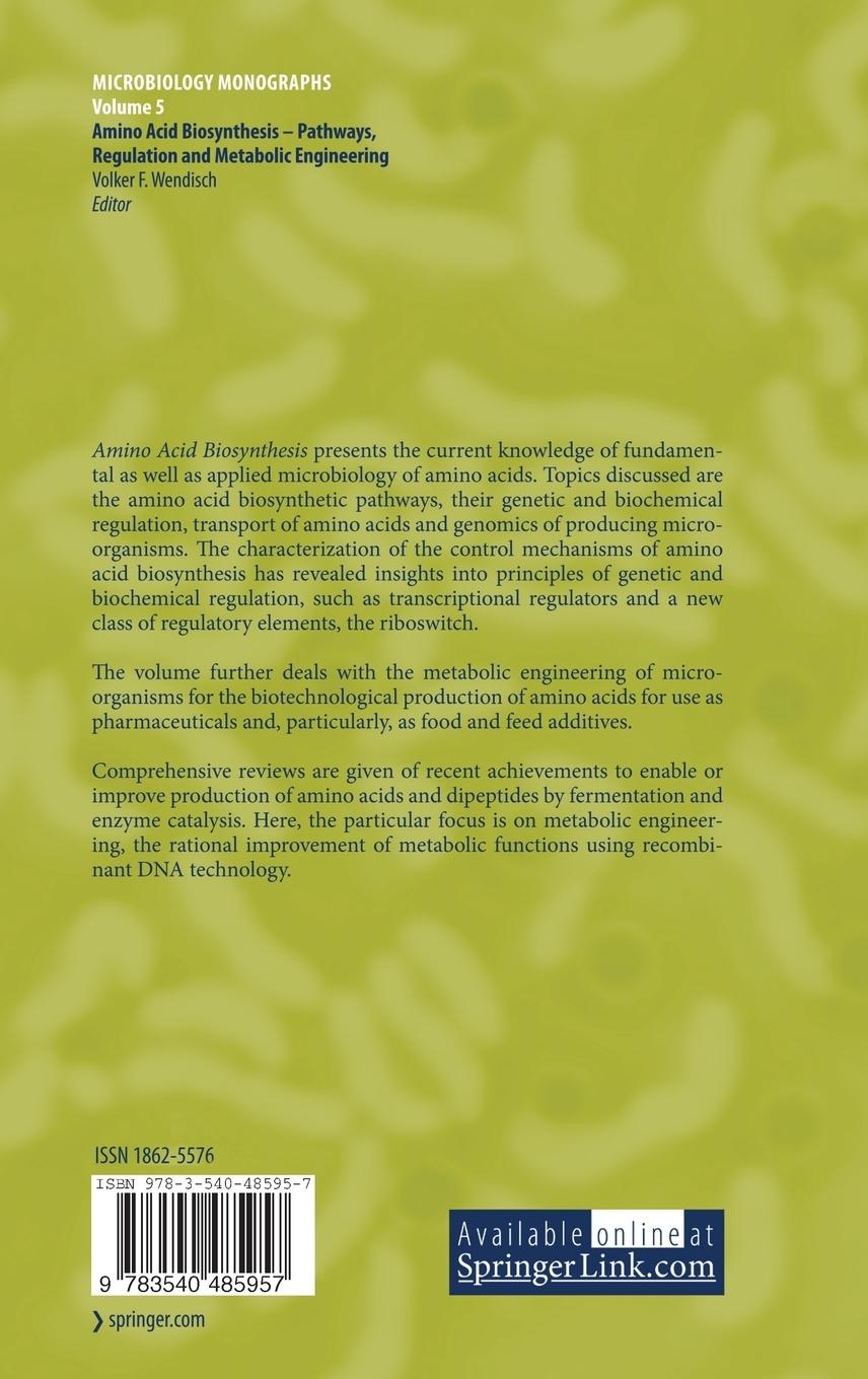 Rückseitencover Amino Acid Biosynthesis - Pathways, Regulation and Metabolic Engineering