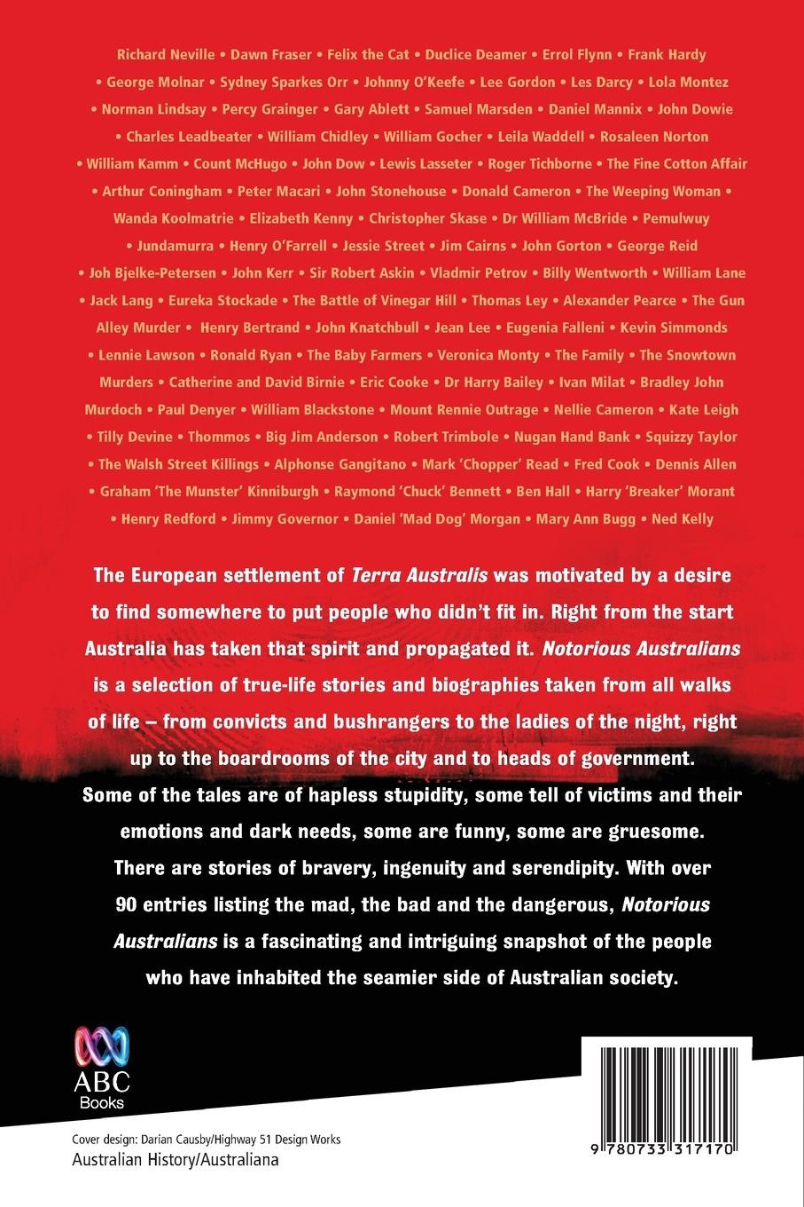 Rückseitencover NOTORIOUS AUSTRALIANS