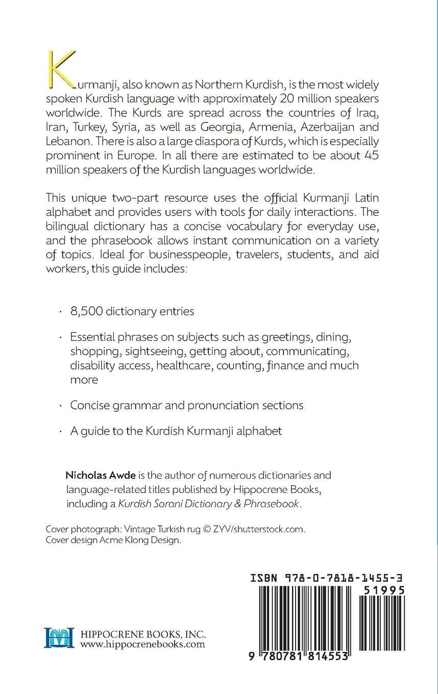 Rückseitencover Kurdish Kurmanji-English/ English-Kurdish Kurmanji Dictionary & Phrasebook